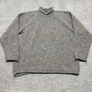 Paul James Sweater Mens Large Gray Wool Mock Neck Chunky Pullover England